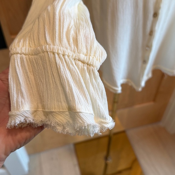 Free People Olivia Blouse | Cream Textured Button Down | Romantic | Size S - Picture 2 of 7